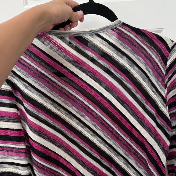 Missoni Vibrant Striped Long Sleeve Top - Pink, Black, Gray - Picture 6 of 7